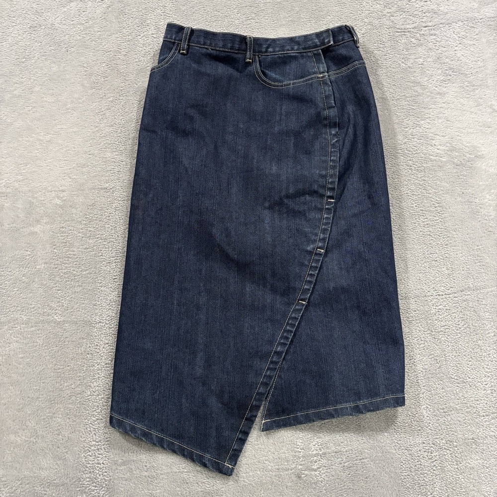 Vintage Faconnable Jeans Skirt Women's 2 Asymmetrical Maxi Macau France Y2K Blue
